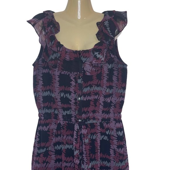 Banana Republic Factory Dress Sleeveless Button Front Tie Waist Lined Size 8 - Picture 2 of 14